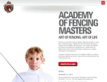 Tablet Screenshot of academyoffencingmasters.com